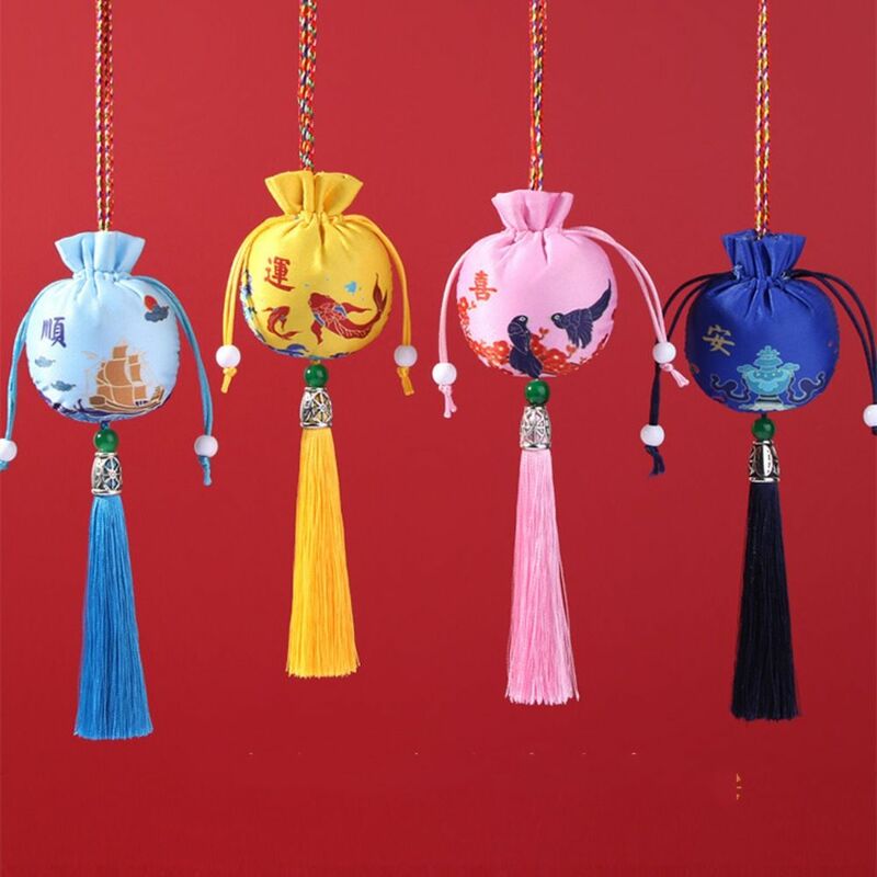 Bustina da donna con collo appeso bustina piccola confezione di gioielli con nappe decorazione per camera da letto in tinta unita bustina in stile cinese da donna