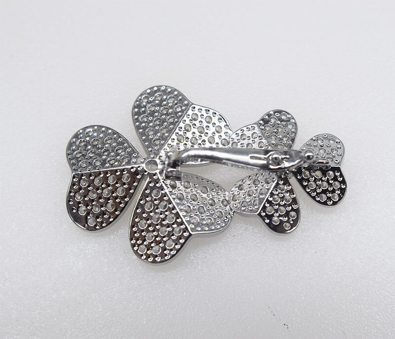 1piece flower white/yellow zircon Clasp for making jewelry necklace DIY  connector  hook FPPJ wholesale