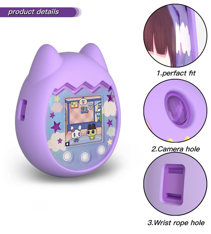 Protector de silicona para Tamagotchi Pix, máquina electrónica Digital para mascotas, patrón de dibujos animados, Protector de cubierta impermeable anticaída