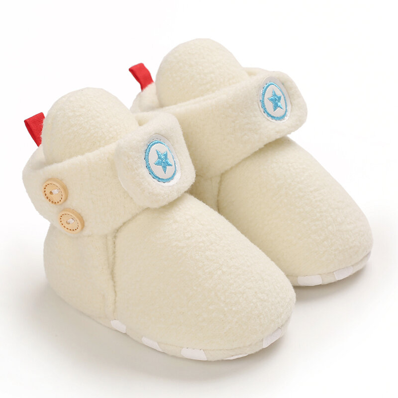 Chaussures de bébé pour garçons et filles, bottes de premier pas, confortables, douces et chaudes, en coton, de couleur unie, nouvelle collection