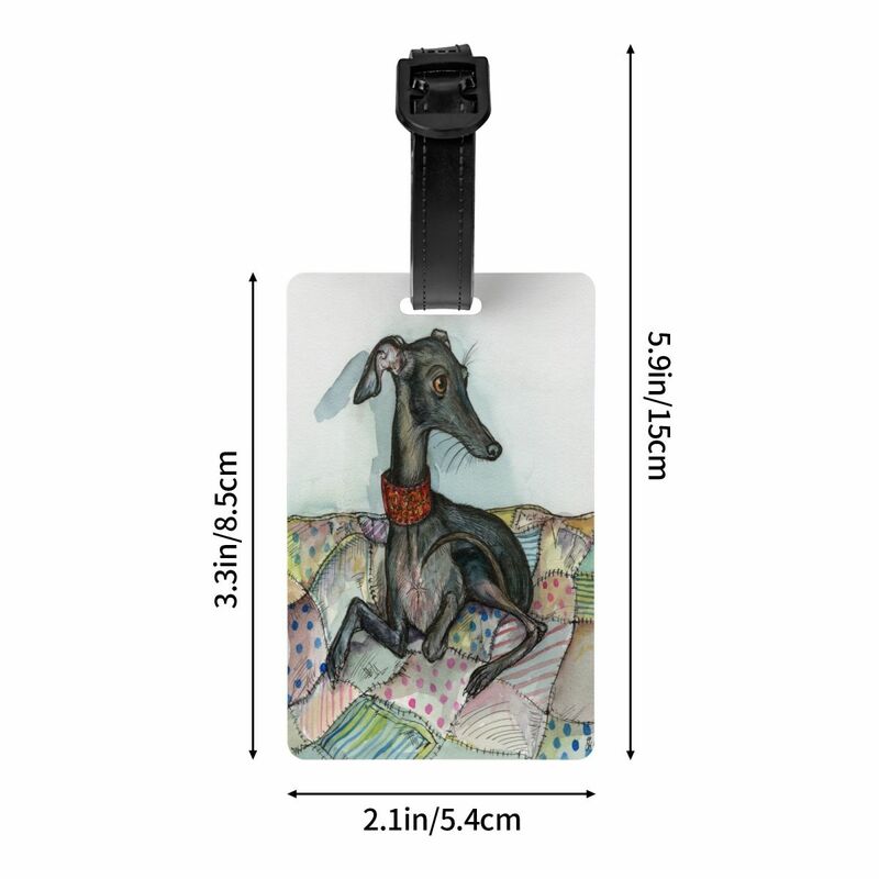 Custom Greyhound Whippet Dog Luggage Tag Privacy Protection Baggage Tags Travel Bag Labels Suitcase
