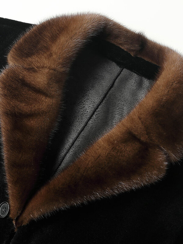 Jaquetas com gola de pele de k masculina, casacos de comprimento médio, shde lã real, over, outono, inverno, novo, 2022