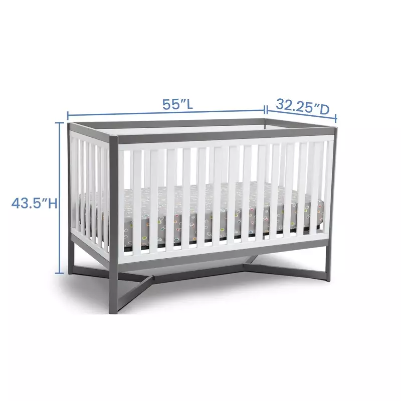 Furniture  4-in-1 Convertible Crib, White/Grey 66 discount