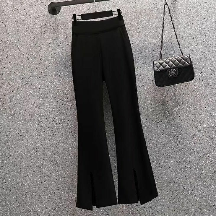 เซ็ตชุด2ชิ้นกางเกงบานแฟชั่นใหม่สำหรับผู้หญิงแนวเกาหลี + เสื้อเชิ้ตรัดรูปคอโปโลทันสมัย2024ฤดูใบไม้ผลิ/ฤดูร้อน