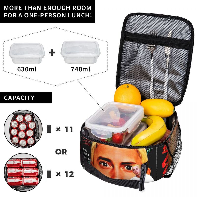 Eminem Insulated Lunch Bag Thermal Lunch Container Portable Tote Lunch Box Food Storage Bags Work Travel