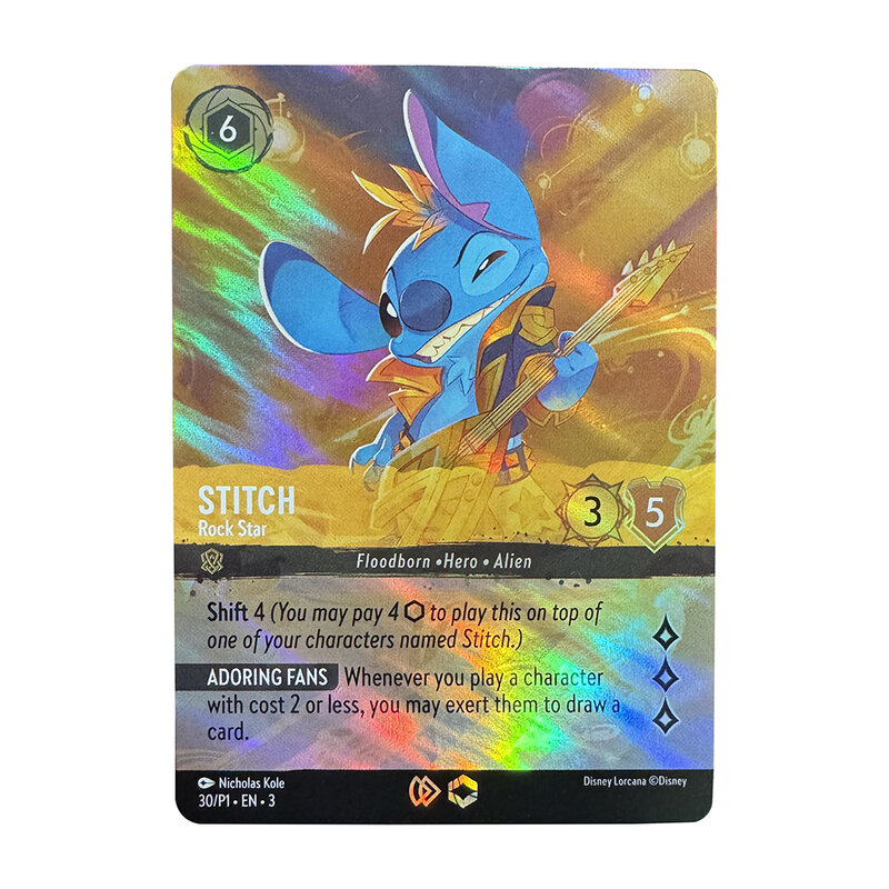 Disney Lorcana Chapter 3 Proxy Cards STITCH Rock Star English French Surge Foil Full Art Holographic Enchanted Into the Inklands