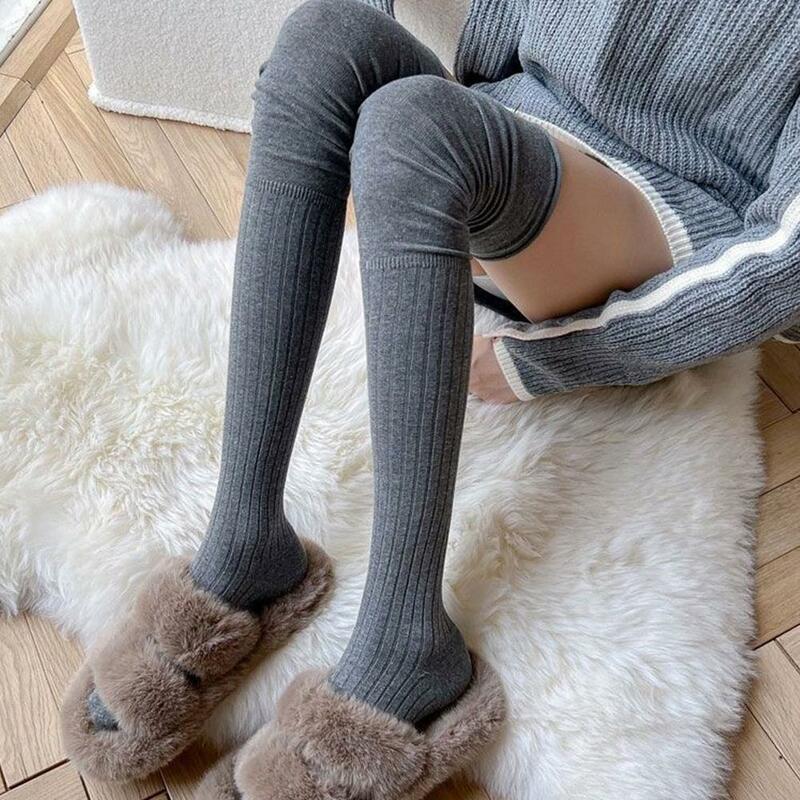 Estilo japonês emendado sobre as meias do joelho, sobre as meias até o joelho, empilha meias de coxa, 1 par, inverno