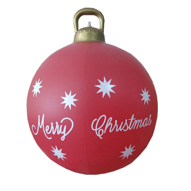 Bola decorada inflável exterior do Natal sem luz, bola grande gigante, decorações da árvore do Xmas do PVC, bola do brinquedo, 60cm