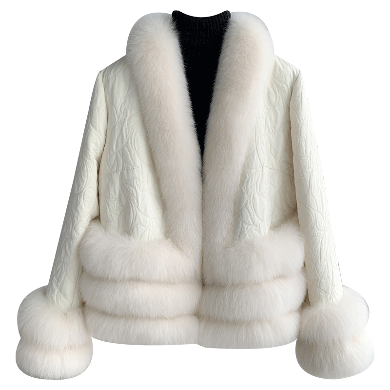 Aorice jaket bulu rubah asli Wanita Fashion baru jaket musim dingin lapisan bebek desain lembut mantel CT319