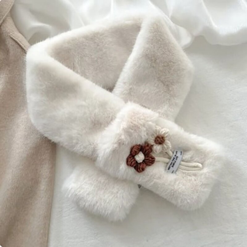 Miękki szalik ze sztucznego futra królika w jednolitym kolorze pierścionek ciepły zimowy szalik dla kobiet zagęszczony kołnierz dziewczęcy na zewnątrz ładny szalik wiatroszczelny