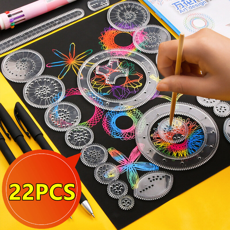 22/4/1PC Spirograph righello disegno Scratch pittura giocattoli ingranaggi ad incastro ruote pittura disegno accessori giocattolo educativo