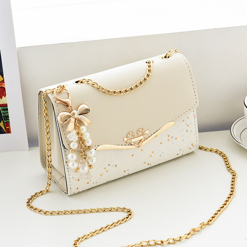 Bolso de hombro para mujer, bandolera con cadena de lentejuelas de Metal, bolsos cruzados para teléfono, bolsos cuadrados de calle de diseñador de lujo