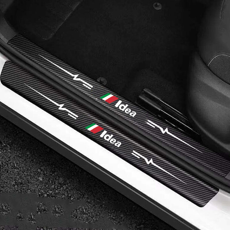 Carbon Fiber Car Door Edge Sill Protector Strip Stickers for FIAT Idea 2023 2022 2021 2019 Rear Trunk Bumper Scratch Guard Cover
