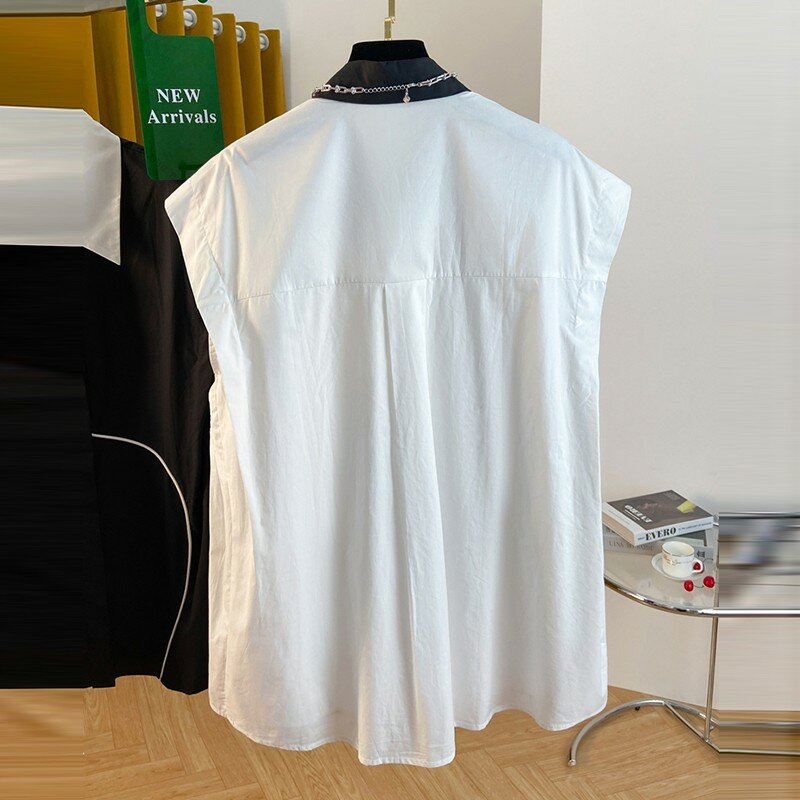女性の韓国スタイルのノースリーブTシャツ,ルーズベーシックな服,カジュアル,新しいコレクション,b3700,2021