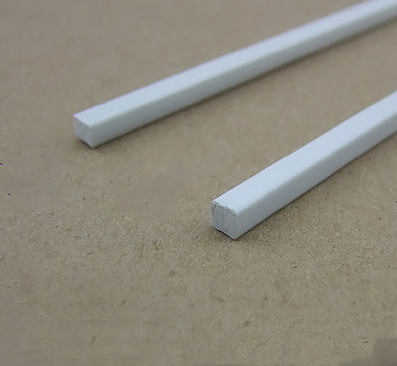 10pcs 1*1mm-10*10mm White Square ABS Plastic Solid Tube Pipe DIY Material for Model Part Accessories Length 250mm