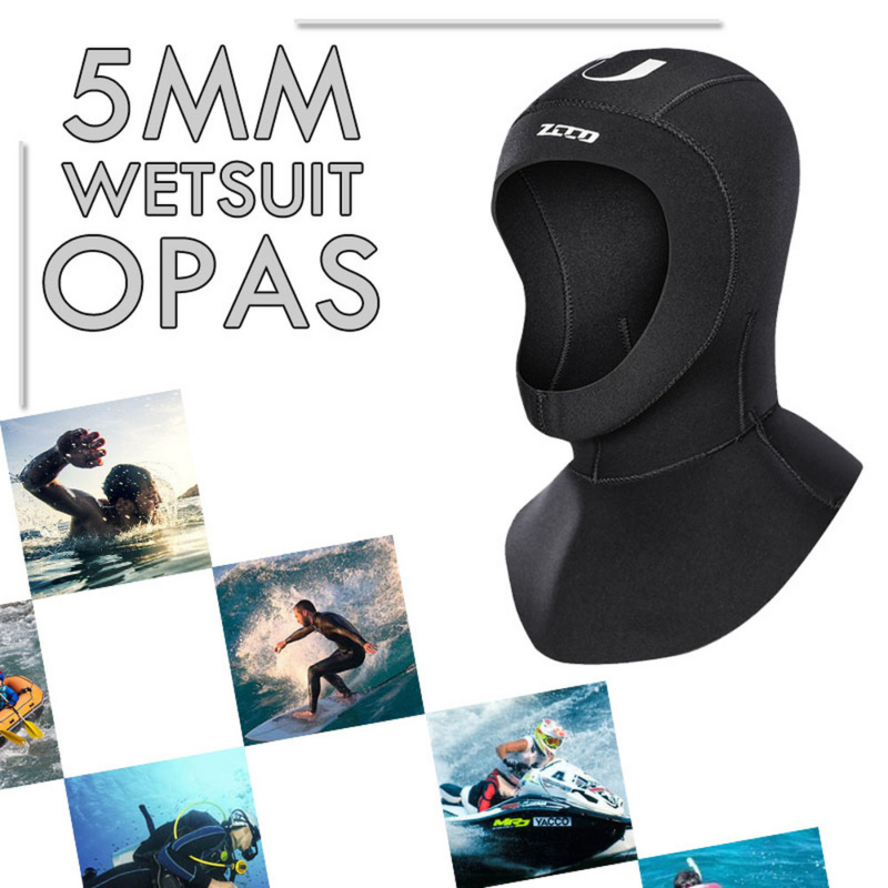 Gorro de neopreno de 5mm para hombre y mujer, traje de baño negro con capucha elástica para buceo, Surf, Kayak, Bodyboard, 1 unidad