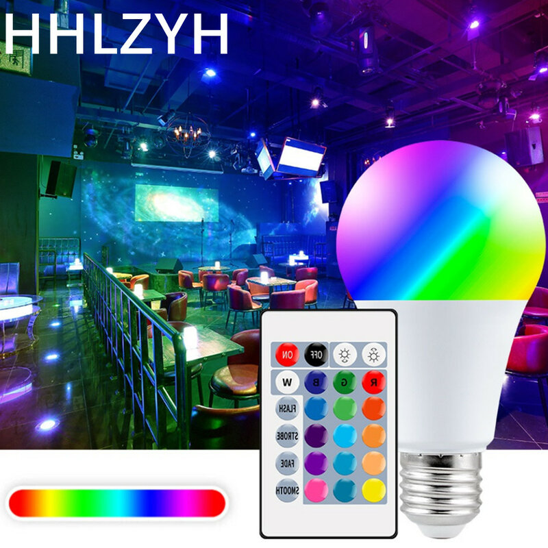 Controle inteligente LED RGB Luz, Lâmpada Regulável, Lâmpada Mudando Colorida, Decoração Branca, Casa, E27, 5W, 10W, 15W, RGBW