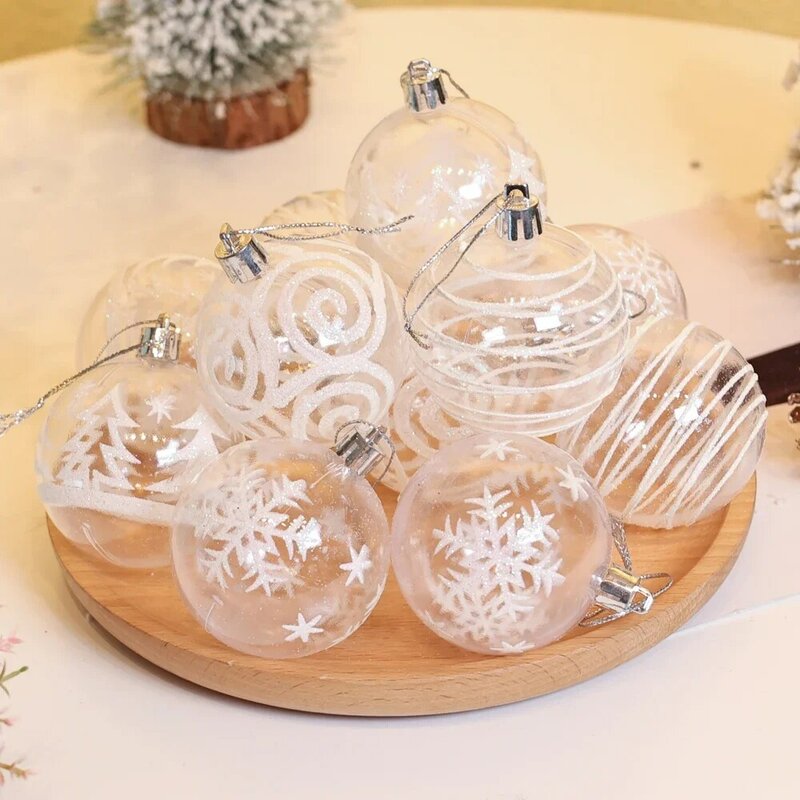 6Pcs palla di natale in plastica PVC alberi di natale palla appesa con scatola ornamento di natale regalo di nozze regalo decorazione della casa della festa