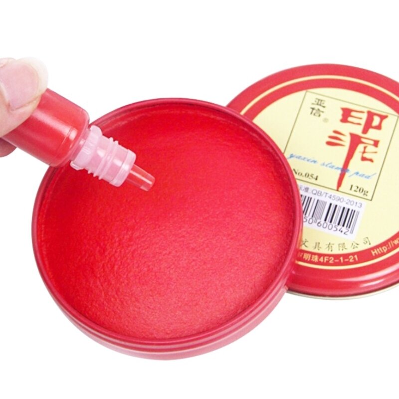 Round Red Stamp Pad Durable Red Stamp Ink Pad Chinese Yinni Pad Quick-Drying Red Ink-Paste Calligraphy Painting Supplies