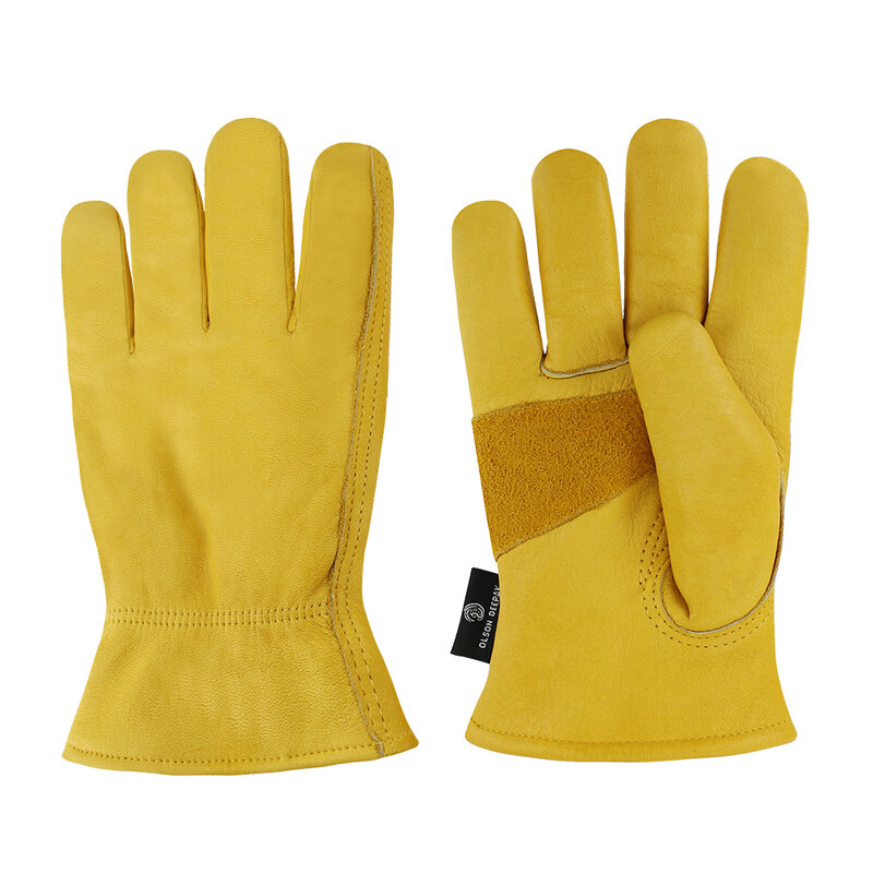 OLSON DEEPAK-Gants de travail thermiques pour hommes et femmes, cuir de vachette, gants de travail doublés sourire, moto, froid, hiver