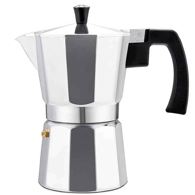 Cafetera de aluminio y plata para el hogar, máquina de café, percolador de café, cafetera octogonal, utensilios de cocina