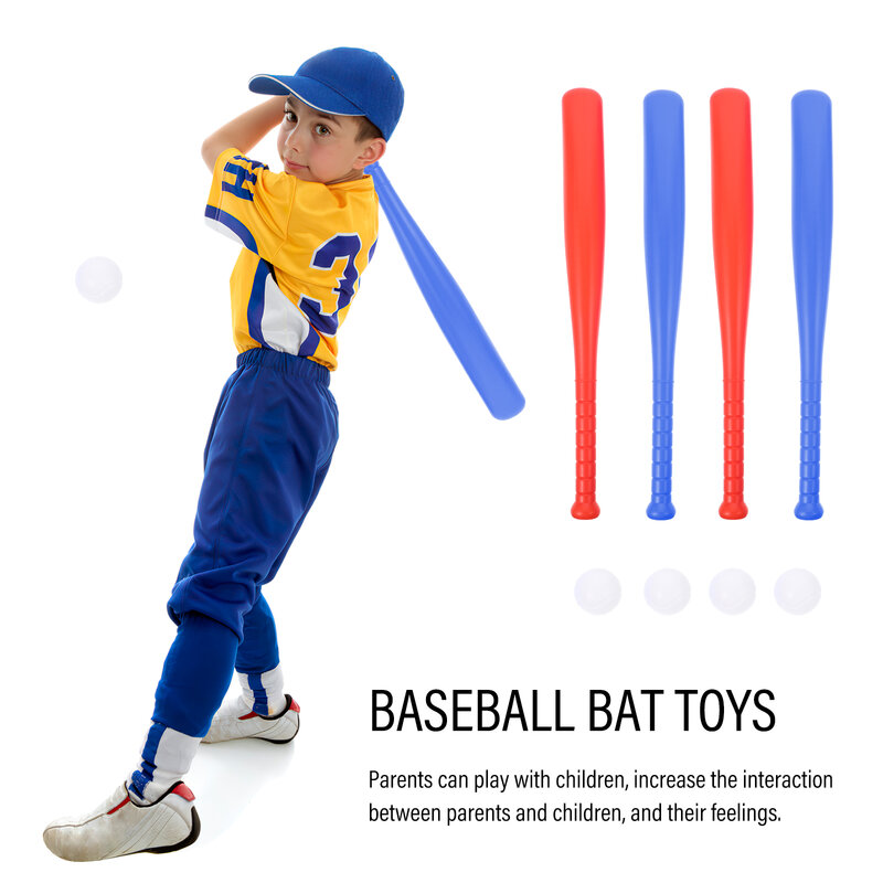 4 세트 어린이 야구 박쥐 소프트볼 박쥐 아이들을위한 야구 장난감을 가진 플라스틱 야구 방망이 장비 연약한 야구 장난감 옥외 스포츠