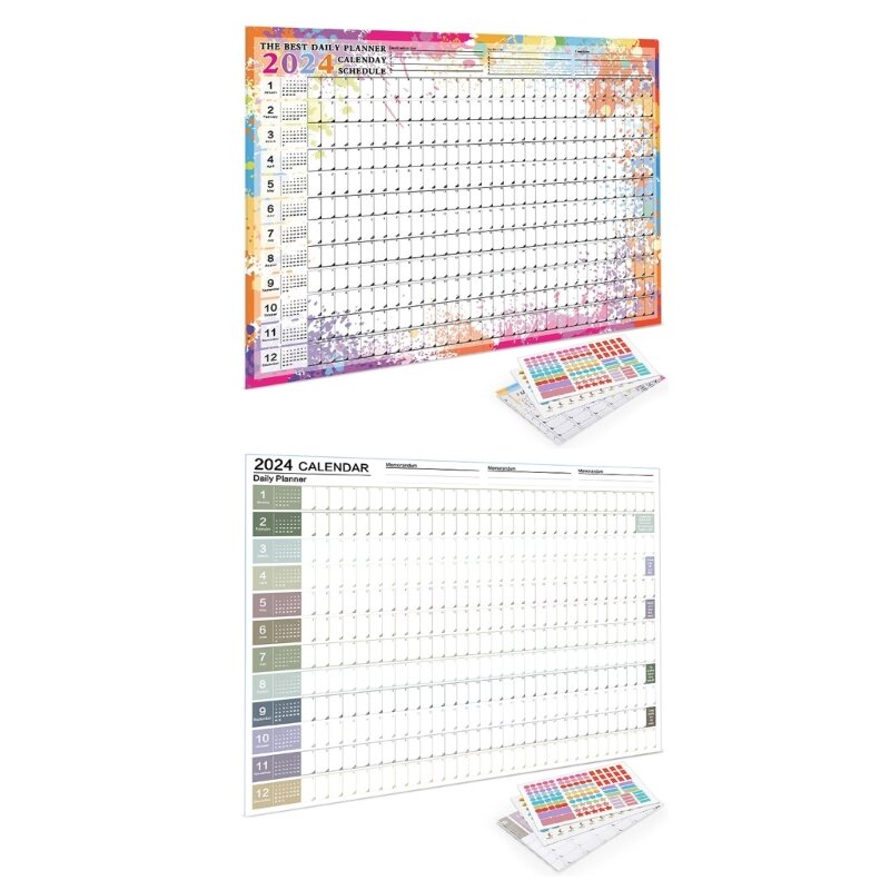 N80D Wall Calendar Year Planner 2024 in Poster Size 14 Month Landscape Format Planner