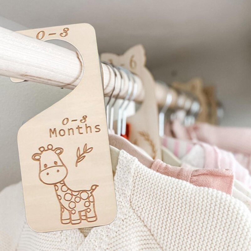 Separadores de tamaño de armario para bebé, organizadores de armario de madera para recién nacido hasta los 24 meses, ropa de guardería para el hogar, 7 piezas