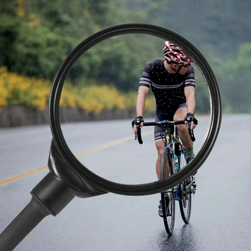 Silicone Handle Bike Handlebar Espelho Retrovisor, ajustável, flexível, rotação de 360 graus, preto