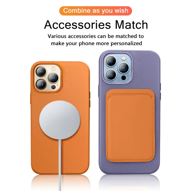 Casing magnetik for Magsafe kulit mewah untuk iPhone 15 14 13 Pro Max Plus Mini dengan Aksesori casing ponsel pengisi daya animasi