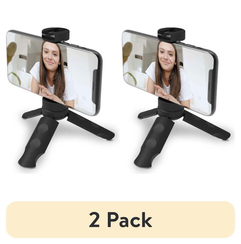 (2 Pack) Bower Mobiele Top Grip Statief Met Koude Schoen Mount En 360 Graden Smartphone Houder, Ook Compatibel Met Led Verlichting