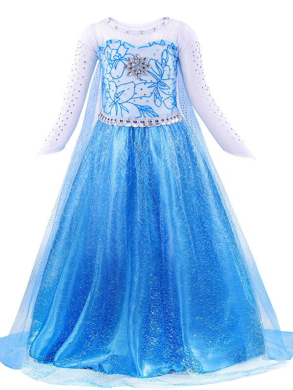 Gaun putri duyung Disney Frozen Anna Elsa, gaun Cosplay putri duyung untuk anak perempuan, kostum Belle Snow White