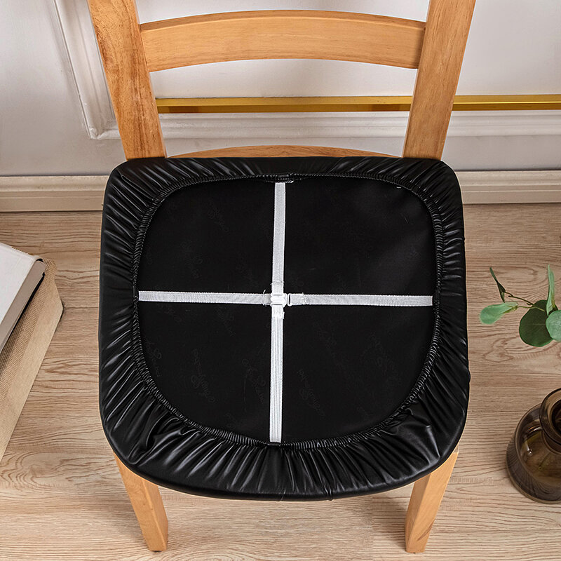 1PC PU Waterproof Chair Cushion Cover Waterproof Kitchen Dining Seat Slipcovers Removable Dining Room Chair Seat CushionCover