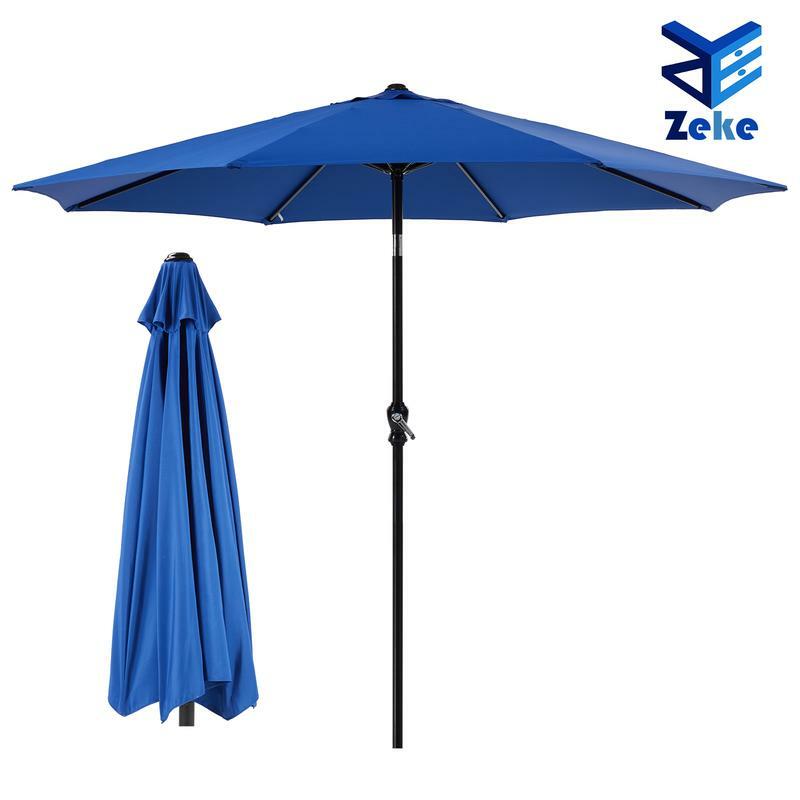 Zeke Town 야외 파티오 엄브룻 틸트 및 크랭크, 시장 우산, 8 개의 튼튼한 리브 UV 보호, 정원, 뒤뜰용 방수