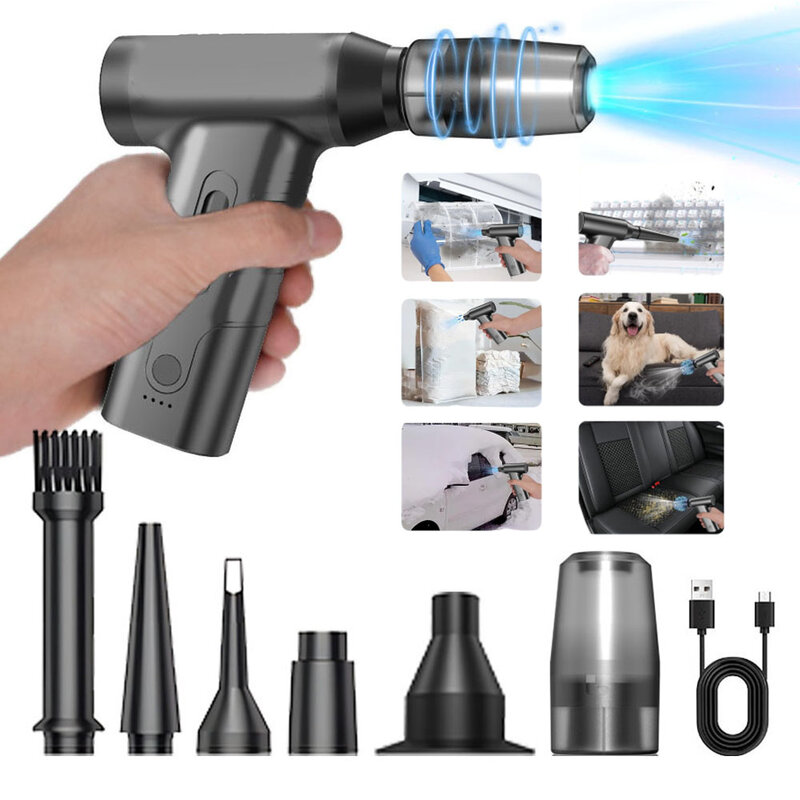 Electric Air Duster Adjustable 110000RPM Jet Blower Rechargeable Adjustable Speed Turbo Jet Fan Type-C Charging Port   ﻿