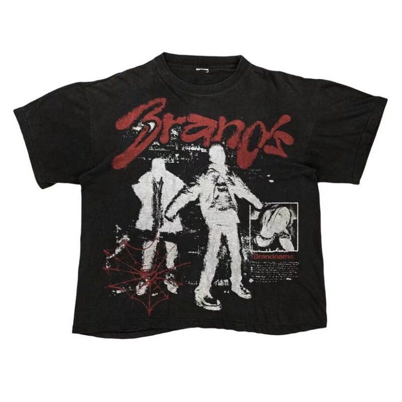 Camiseta holgada de manga corta con estampado de letras para hombre, ropa de calle de hip-hop, estilo americano