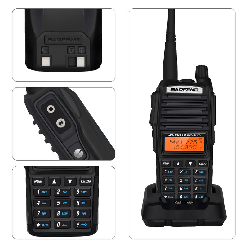 Baofeng – walkie-talkie Real 8W UV-82, Radio bidirectionnelle Portable uv 82, émetteur-récepteur FM HF double bande haute puissance + NA771, 10KM, 2 pièces