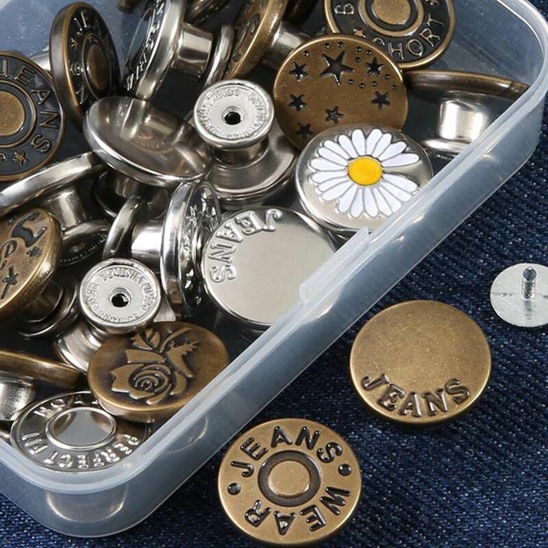5 pezzi di ricambio per Jeans bottoni durevoli senza unghie pulsante in vita regolare pulsante in metallo senza cucito Kit di riparazione staccabile