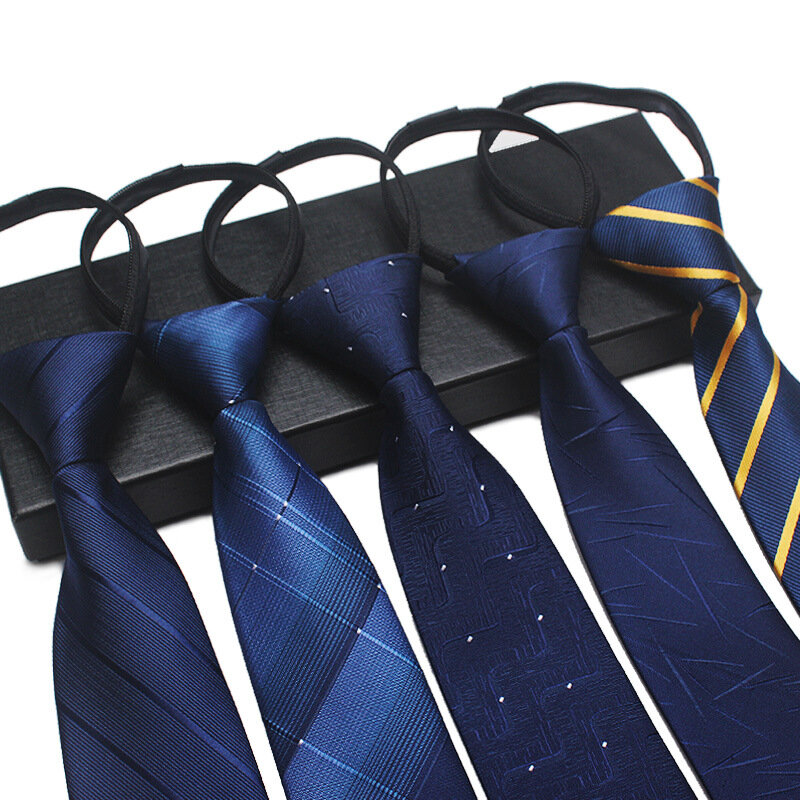 Men's Fashion Lazy Zipper Pre-tied Neck Ties Paisley Floral Plaid Striped Dots Ties Gentleman Party Dress Wedding Necktie