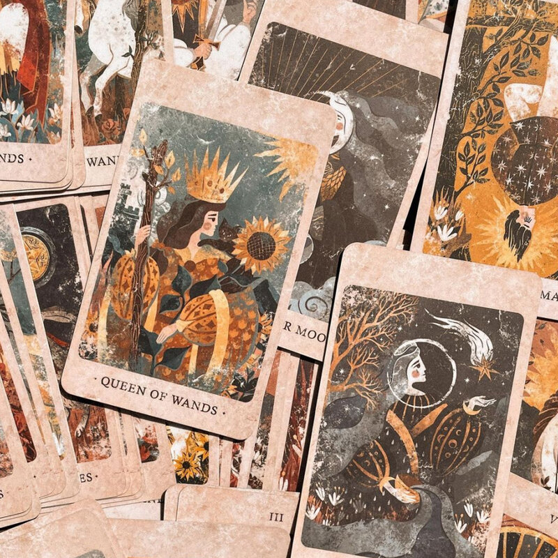 Cartas de Tarot do Reino Solar, Viagem Mágica, Perspicácia Cósmica, Cartas de Adivinhação em Caixa Rígida, Indie Único, 12x7cm, 86 PCs