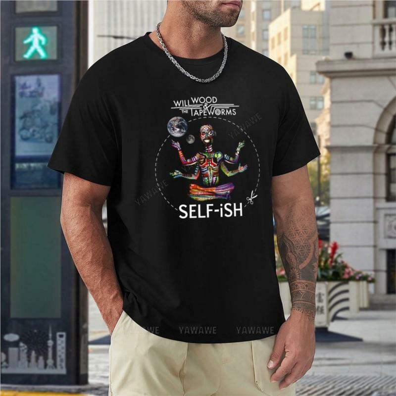 Camiseta gráfica egoísta para homens, tops pretos de algodão, auto-ish Will Wood, roupa de trabalho fofa