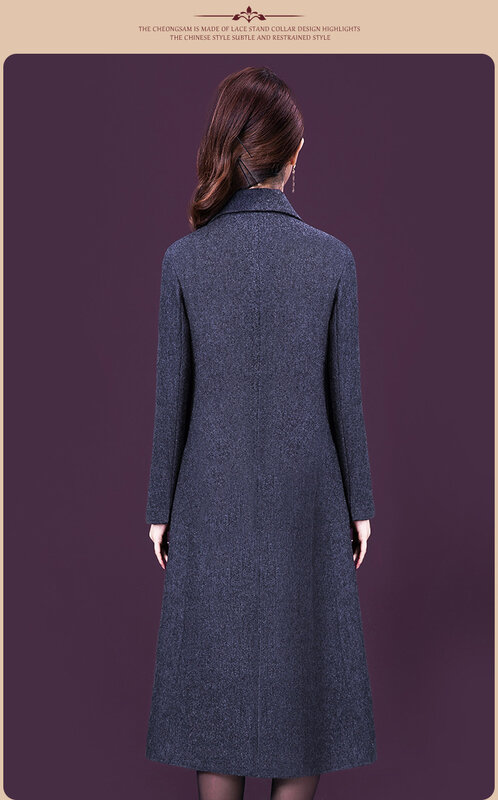 Dames slanke lange wollen jas, vrouwelijke elegante bovenkleding, Koreaanse stijl, luxe ontwerper, herfstmode, winter, nieuw, 2022