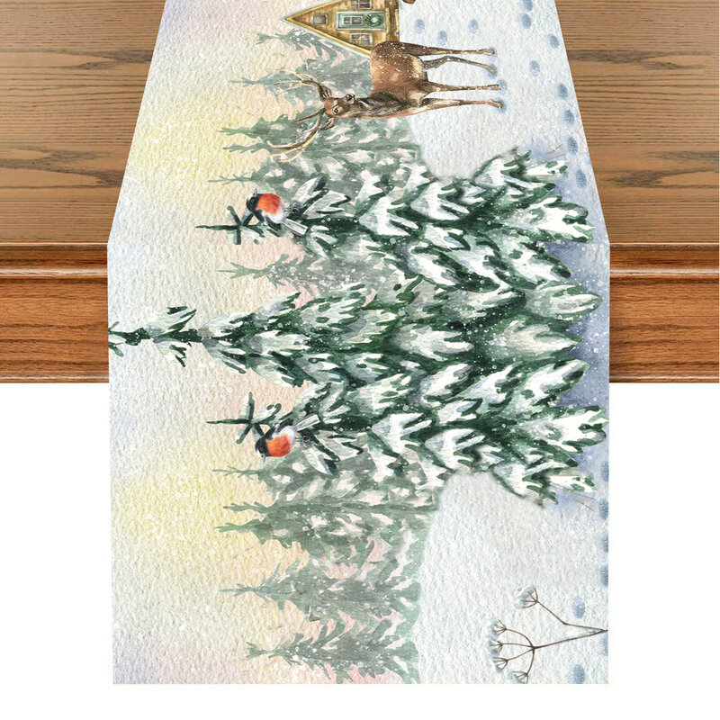 Christmas Table Runner Merry Christmas Decoration for Home Xmas Party Decor 2023 Navidad Notal Noel Ornament Happy New Year 2024