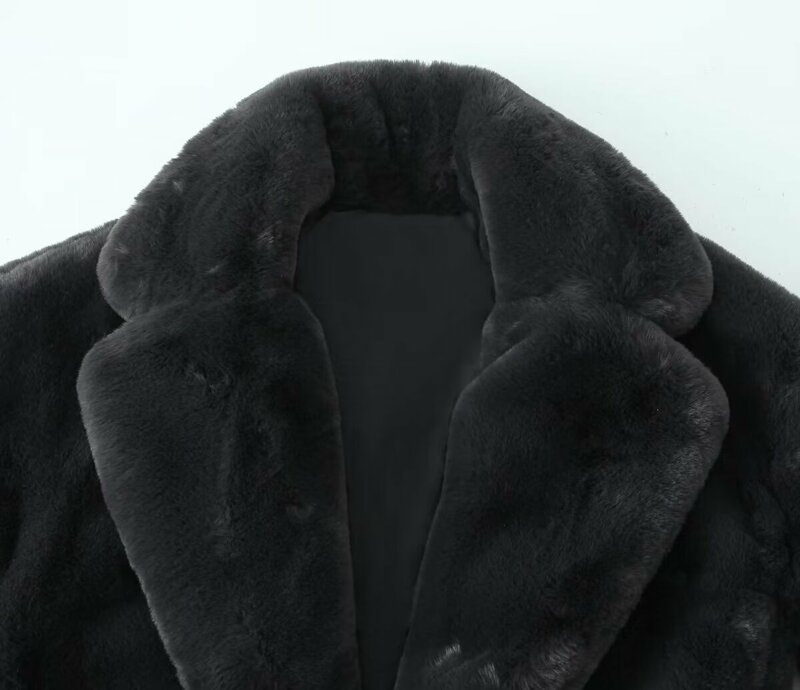 Women New Fashion Artificial fur effect Loose Thick warm Coat Vintage Long Sleeve Side Pockets Female Outerwear Chic Overshirt
