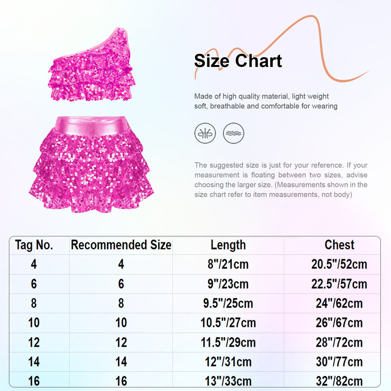 Kids Girls Hip Hop Jazz Latin Dance Performance Costume Sleeveless Round Collar Backless Shiny Sequin Tiered Crop Top with Skirt