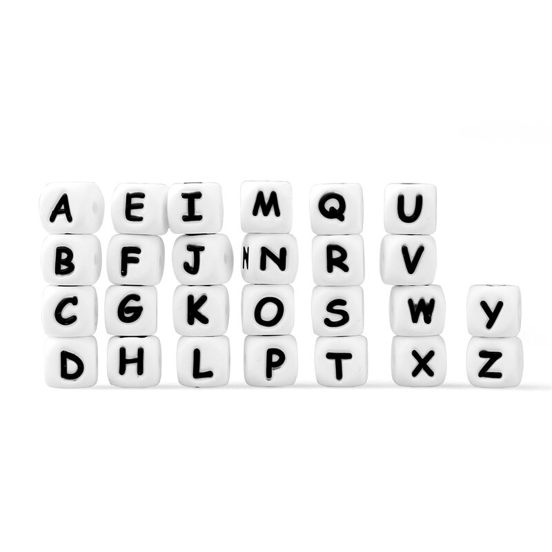 26/50/100/300/600/1000 pçs silicone letras contas 12mm inglês alfabeto letra para nome personalizado diy chupeta clips mordedor brinquedos