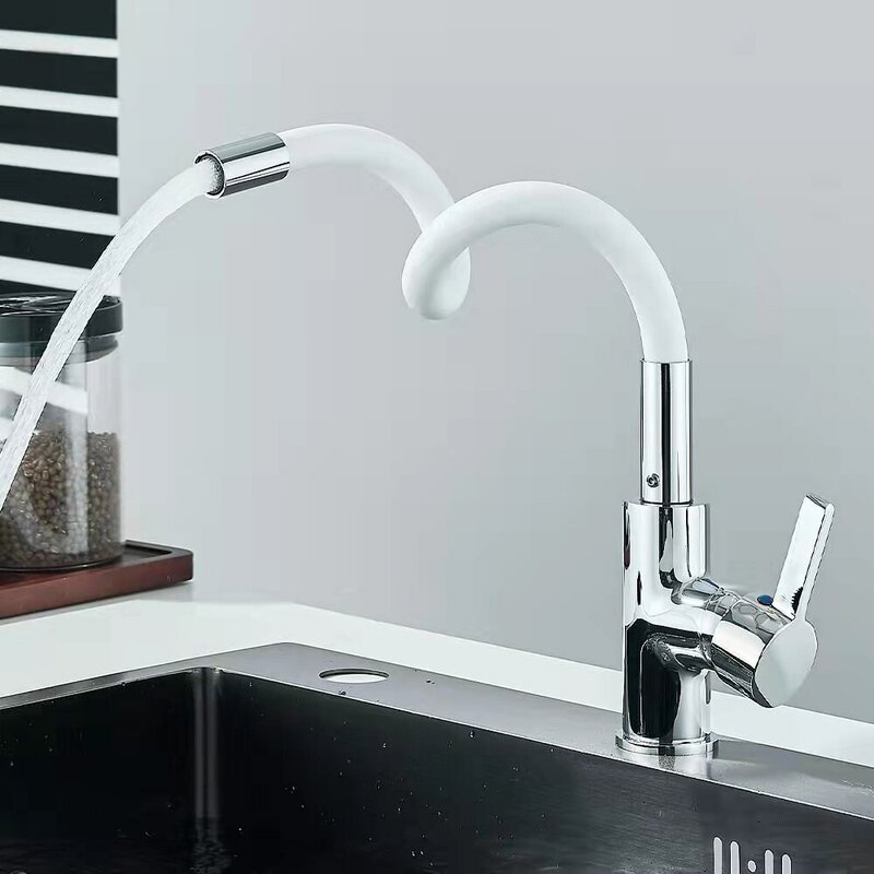 Baokemo tubo colorato rubinetto per lavello da cucina in Silicone miscelatore per acqua calda e fredda rubinetto per tubo flessibile rotante a 360 gradi supporto per ponte