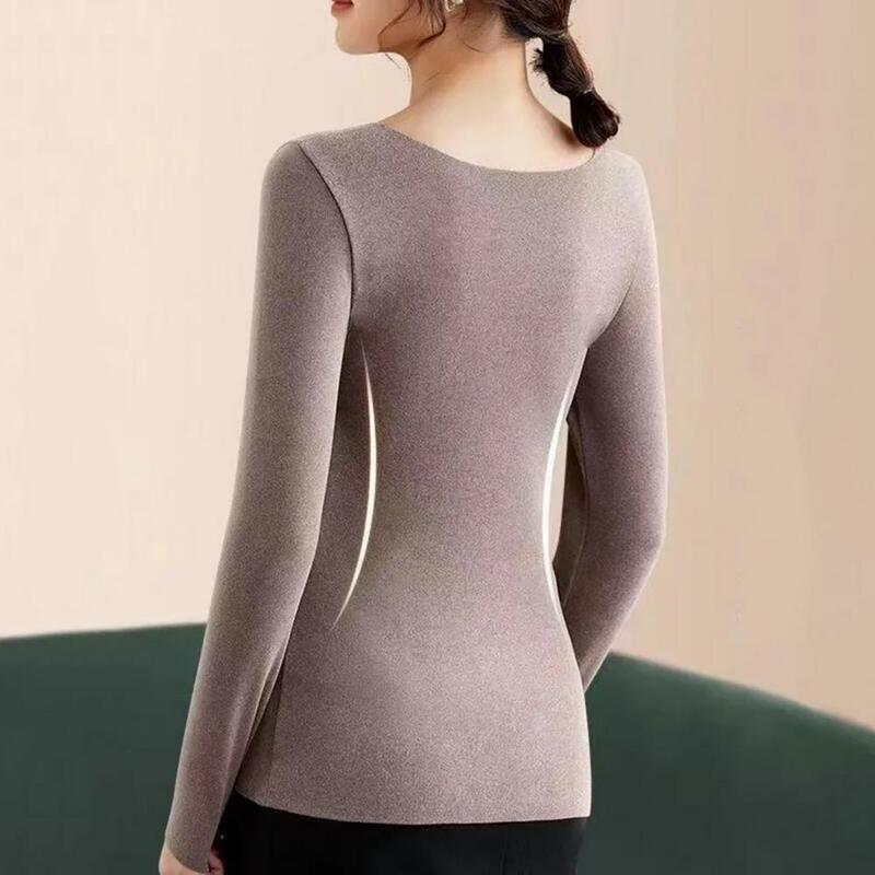 Women Thermal Blouse Fleece Lined Top Cozy V-neck Padded Winter Top for Women Thick Plush Warm Pullover with for Weather