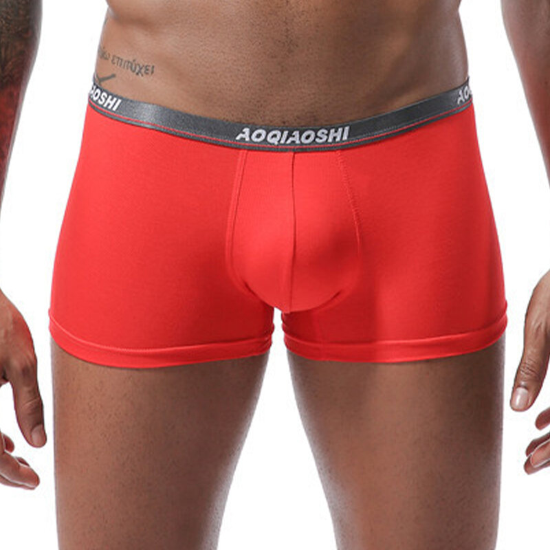 Men Boxer Brief Men’s Sexy Modal Double Layer U Convex Boxer Shorts with Large Pocket in Blue/Red/Black/White/Gray