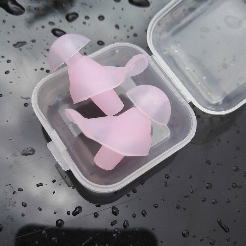 1 Pair Waterproof Swimming Professional Silicone Swim Earplugs Soft Anti-Noise Ear Plug for Adult Children Swimmers Pink